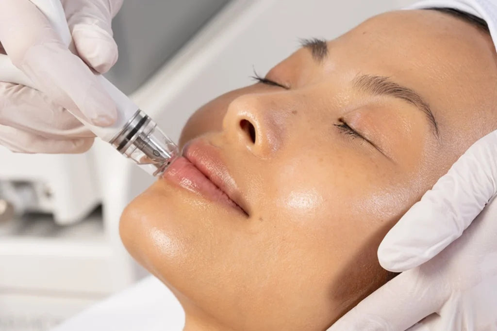 A female customer getting lavify diamond treatment on her 
